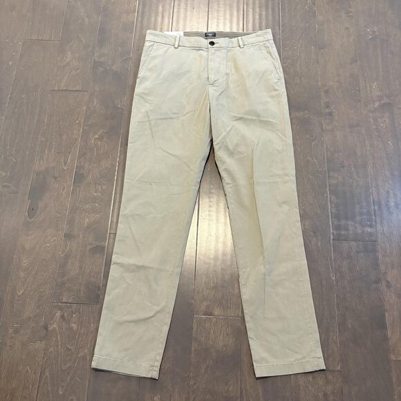 Faherty Reserve Pants Mens 32 Khaki Tan Chino Twill Casual Dress Work Flat Front - Picture 1 of 15